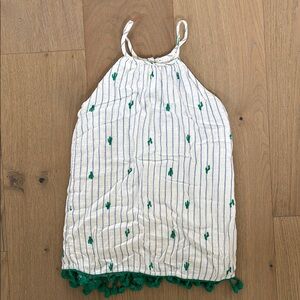 White and Green Cactus Print Dress